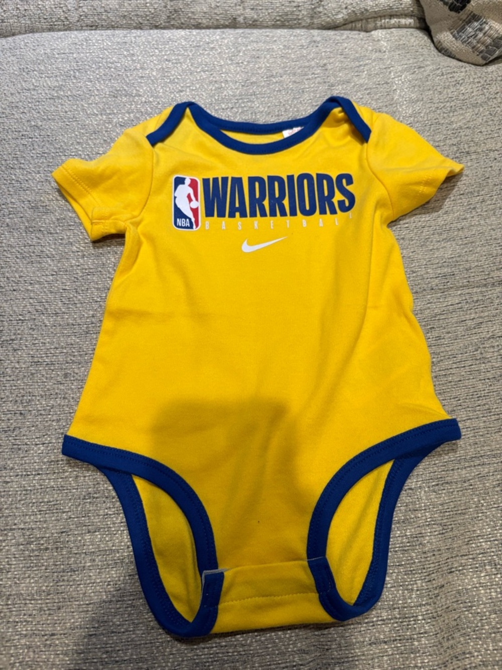 Nike Yellow Baby Bodysuit with Blue Trim